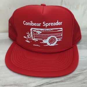 Vintage Conibear Spreader Red Trucker Hat Cap Snap-Back Adjustable Nissin
